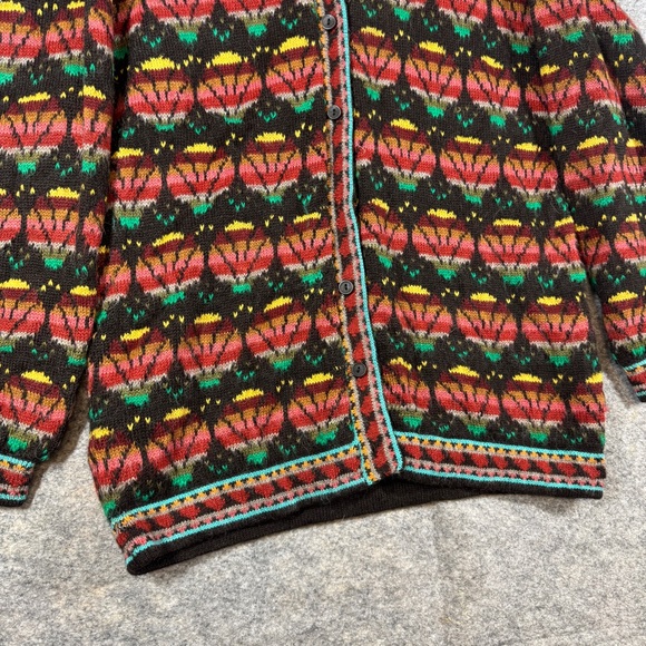 Vintage L.A.M. Alpaca Knit Cardigan Multicolor Size 44 Oversized Boho Relaxed - Picture 4 of 16